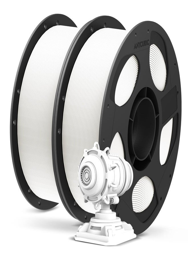 ANYCUBIC PLA Plus (PLA+), 3D Printer Filament 1.75mm Bundle, High Toughness, Dimensional Accuracy +/- 0.02mm, Print with Most FDM 3D Printers, 1KG Reusable Spool, 2kg, White + White - Image 1