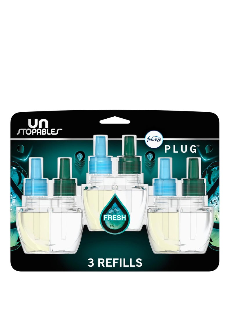 febreze Febreze Unstopables Odor-Fighting Plug Air Freshener, Fresh, (3) .87 fl. oz. Oil Refills  - Image 1