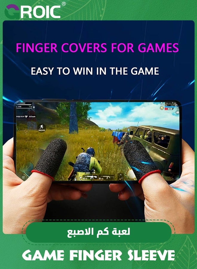 GROIC 3 Pair Black Phone Gaming Finger Sleeves Silver Fiber More Sensitive Anti-Sweat Breathable, Gamer Thumb Sleeves Finger Gloves for League of Legend, Rules of Survival, PUBG  - Image 4