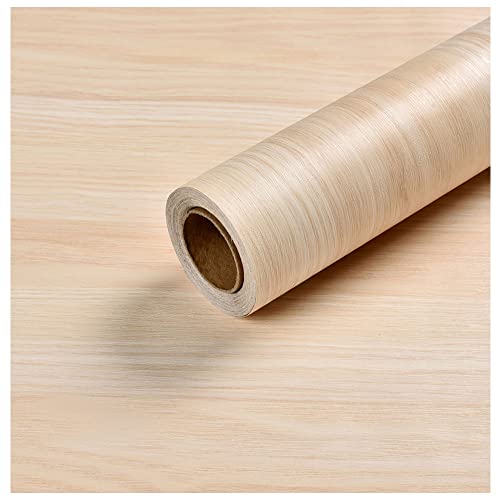 TAOGIFT Self Adhesive Vinyl Light Yellow Pine Imitation Paper Wallpaper for Kitchen Furniture Cabinets Shelves Table Dresser Drawer Cupboard Wardrobe Decal 15.7X117 inches - Image 1