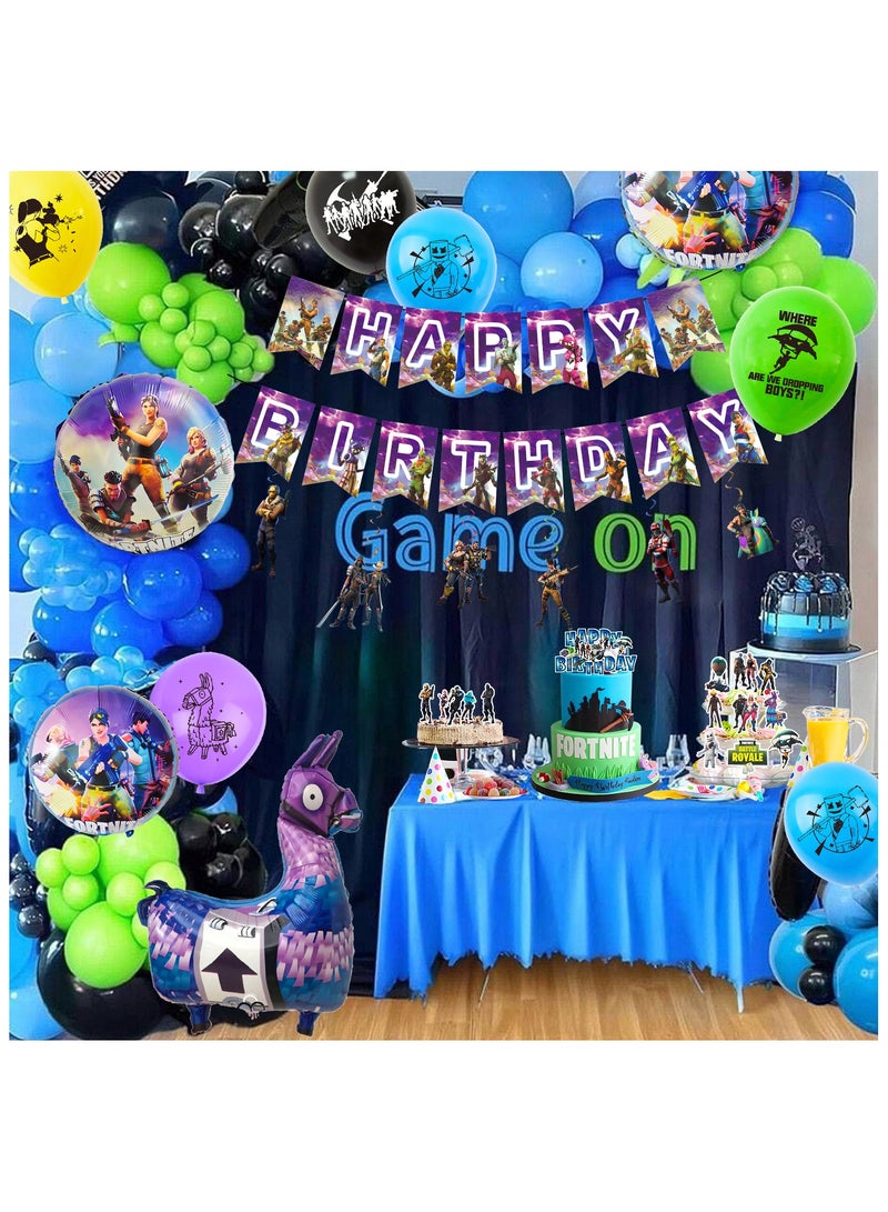 ILovhaprty Fortnite Birthday Party Supplies, 39 pcs Fortnite Party Decorations Set - Fortnite Spirals, Fortnite Balloons Banners Cake Toppers etc Fortnite Theme Birthday Party Supplies for Kids - Image 5
