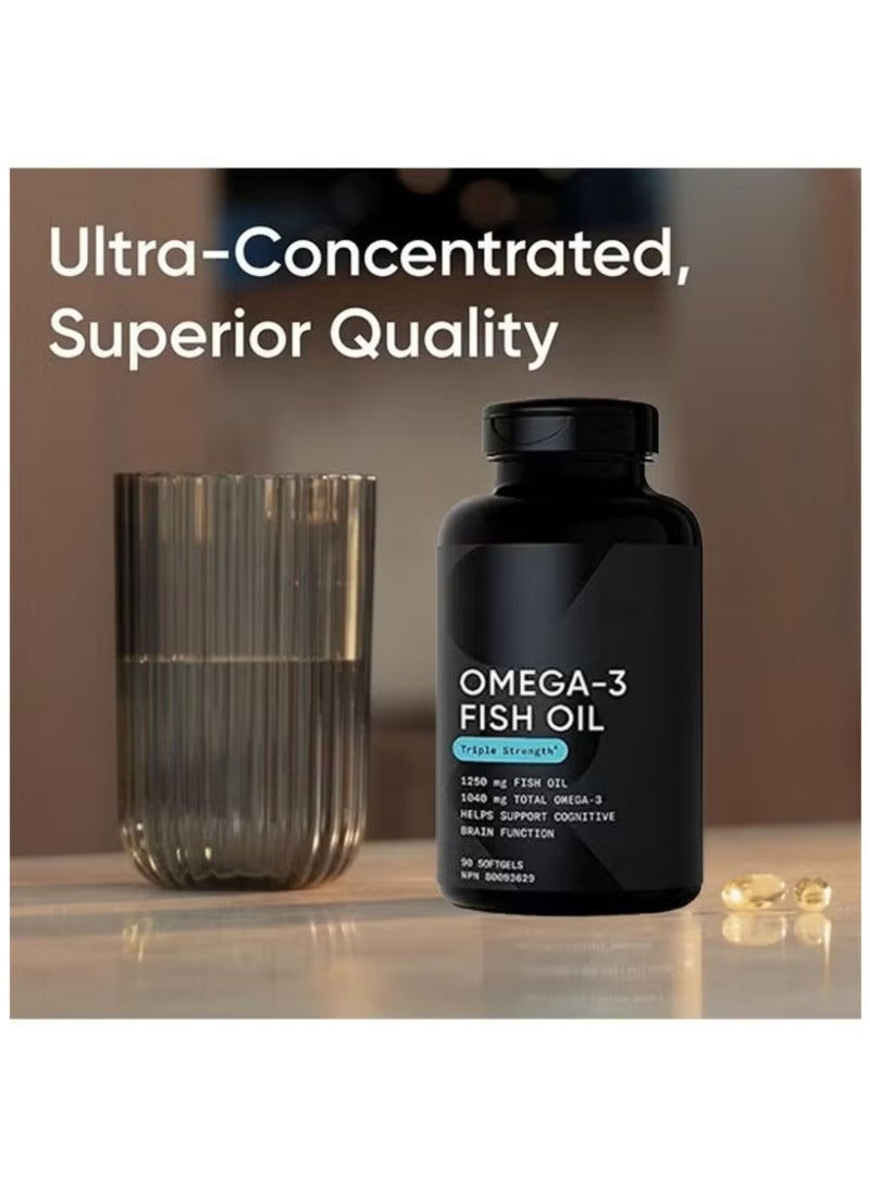 أوميغا-3 ثلاثي القوة 1250 ملغ – 2 عبوة EPA و DHA للقلب والدماغ والمفاصل – معتمد IFOS 180 كبسولة طرية - Image 2