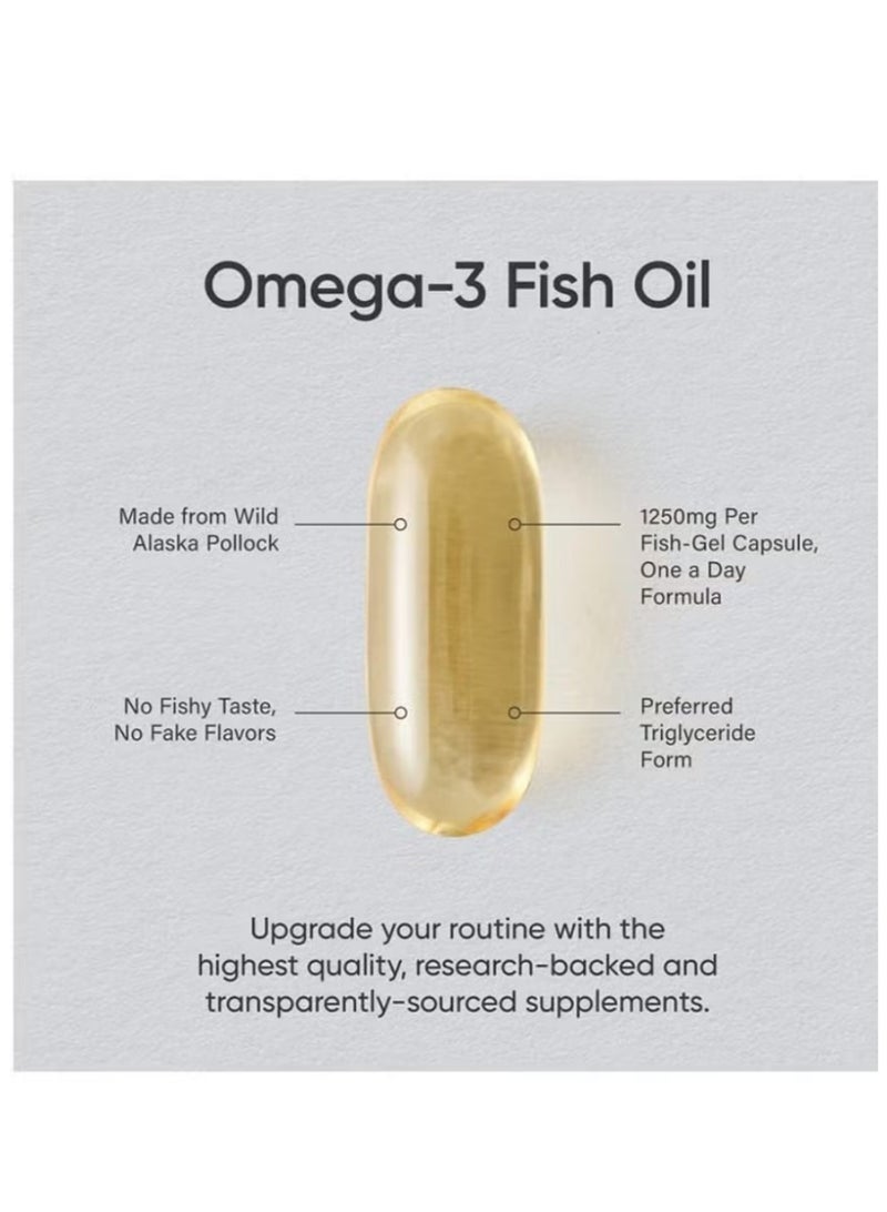 أوميغا-3 ثلاثي القوة 1250 ملغ – 2 عبوة EPA و DHA للقلب والدماغ والمفاصل – معتمد IFOS 180 كبسولة طرية - Image 4
