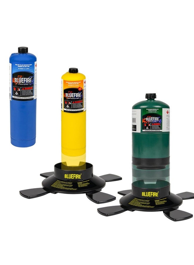 BlueFire - BLUEFIRE Dual-Use Camping & Brazing Fuel Gas Cylinder Stand Star Shape Bottle Base Propane MAPP MAP PRO Canister Stabilizer, Accessory for Portable Welding Torch Burner Stove,Bottle not Included - Image 1