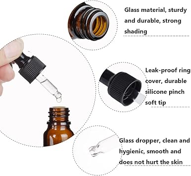 Quupy QUUPY 3PCS 100ml 34oz Amber Empty Glass Dropper Bottle Boston Round Dropper Bottle with Graduated Scale Essential Oil Perfume Aromatherapy Storage Container Pot Leak Proof Travel Liquid Dispenser - Image 3