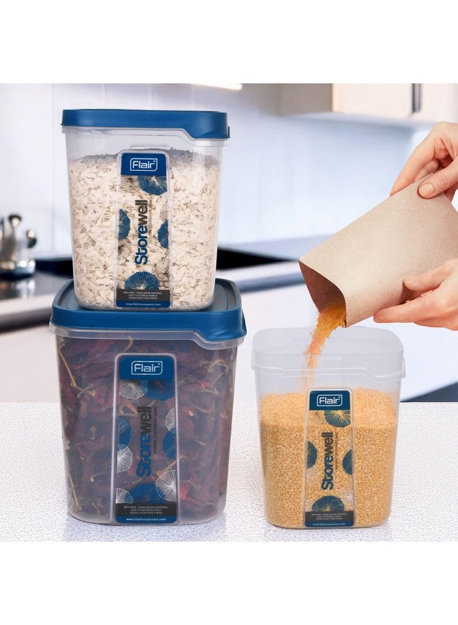 FLAIR Plastic Storewell Square Food Storage Containers Set Of 3 (6L, 8L, 12L)- Blue, Air Tight Containers For Kitchen Storage Ideal Kitchen BoXFor Rice, Atta And Grains, Bpa-Free, Food Grade - Image 2