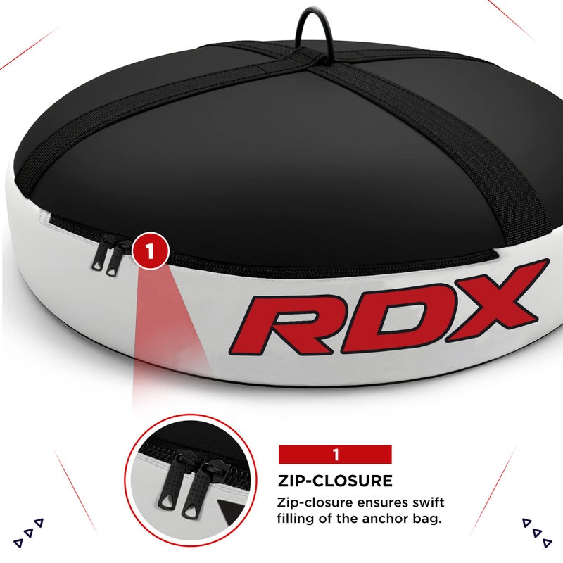 RDX Floor Anchor for Punch Bag Double end Speed Ball, Non Tear Maya Hide Leather, Heavy Duty D Ring, Easy Zipper Closure, Maximum Swing Reduction for Boxing MMA, Muay Thai, Kickboxing Training Bags - Image 4