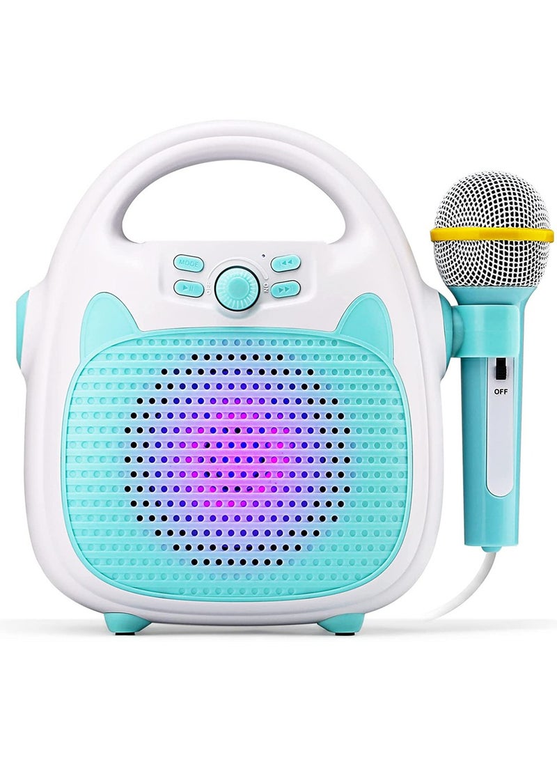 SYOSI Toy Karaoke Machine for Kids, Wireless Bluetooth Speaker with Microphone, Kids Karaoke Machine for Kids with TF/USB Connectivity, Portable Singing Mic Machine with Flashing Lights (Blue)  - Image 1