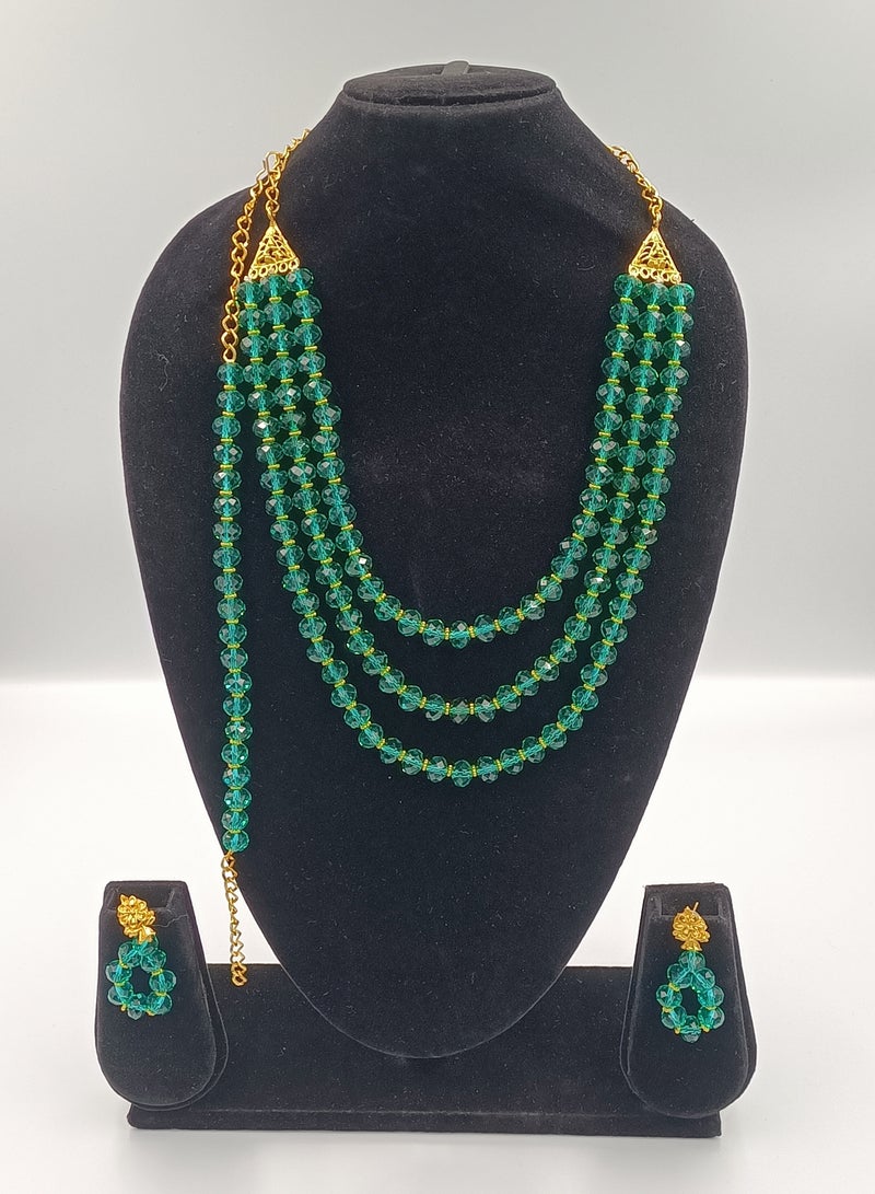 3-Piece Crystal Beads Jewelry Set for Women | Crystal Pendant Necklace Earrings and Bracelet | Gifts for her| Crystal Jewelry Set - Image 2