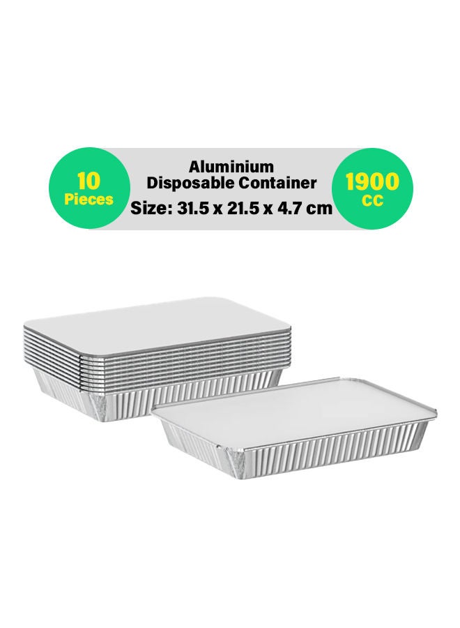 cleaning superstore 10-Pcs Disposable Aluminum Food Containers with Lid 1900 CC - Image 1