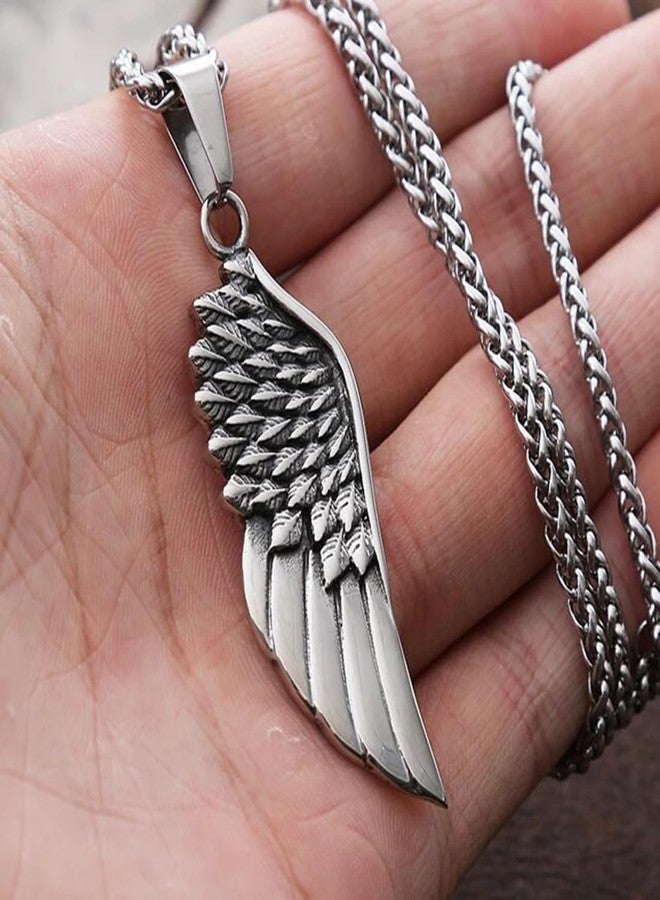 Saiizen Stainless Steel Angel Wing Feather Pendant Unisex Necklace for Men & Boys & girl - Image 2
