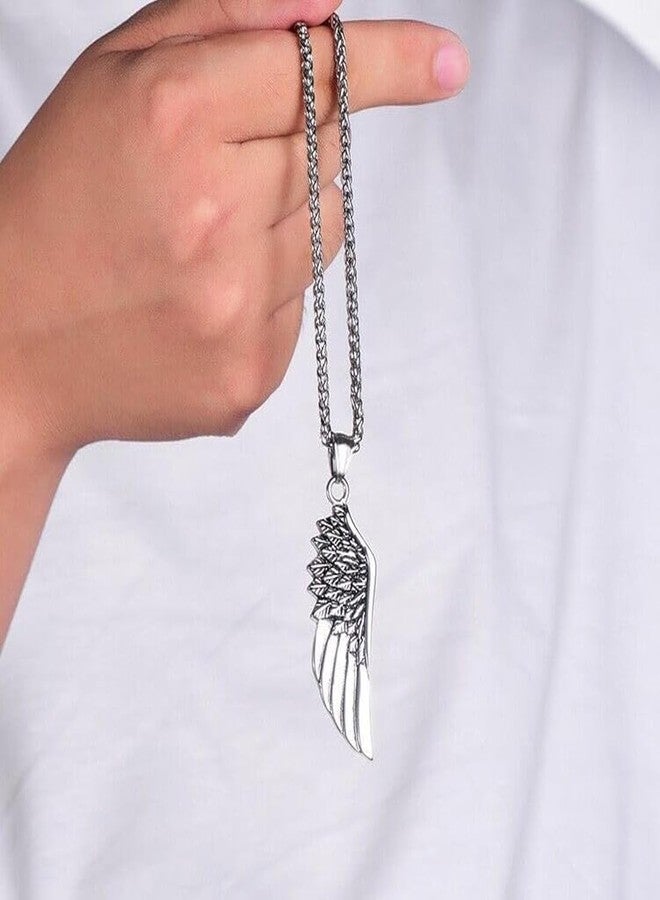 Saiizen Stainless Steel Angel Wing Feather Pendant Unisex Necklace for Men & Boys & girl - Image 4