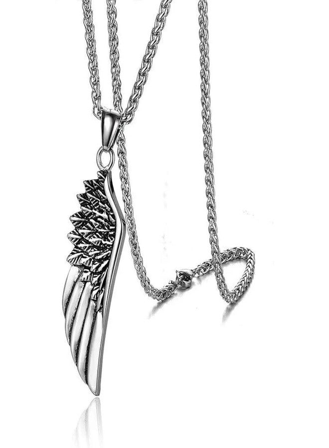 Saiizen Stainless Steel Angel Wing Feather Pendant Unisex Necklace for Men & Boys & girl - Image 1