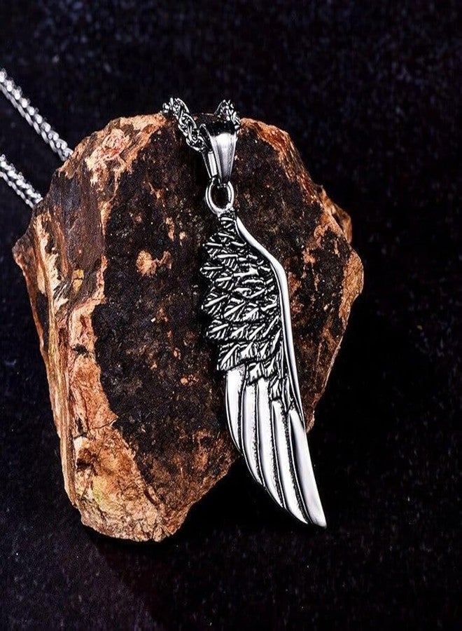 Saiizen Stainless Steel Angel Wing Feather Pendant Unisex Necklace for Men & Boys & girl - Image 5