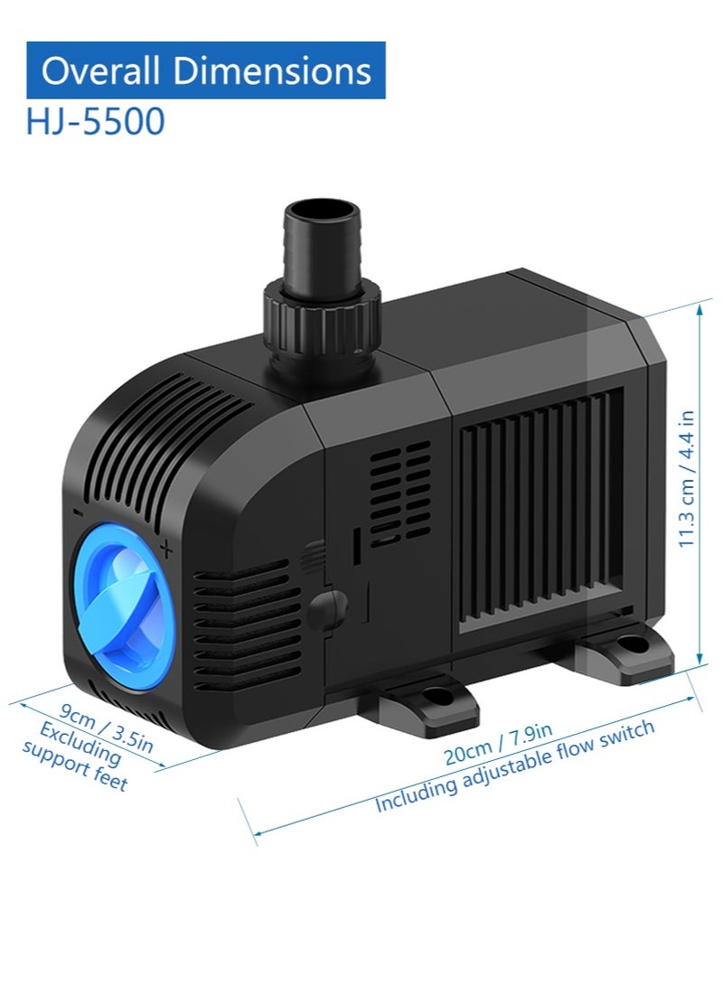 هينجبو مضخة نافورة مضخة مياه مضخة غاطسة للحديقة نافورة شلال حوض أسماك بما في ذلك إسفنجة الترشيح HJ-5500 60 هرتز - Image 4