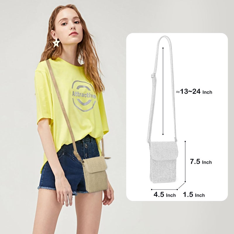 MINICAT Straw Small Summer Purses for Women Crossbody Purse Beach Bags for Everyday Cruise Travel Vacation Essentials(Vertical Grass Weaving Khaki) - Image 2