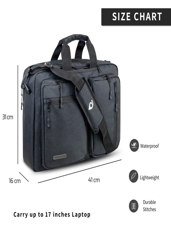 TRAVALATE Laptop Bag for Men 3 IN 1 Convertible Backpack for Office, Travel, and College - Black - Image 5