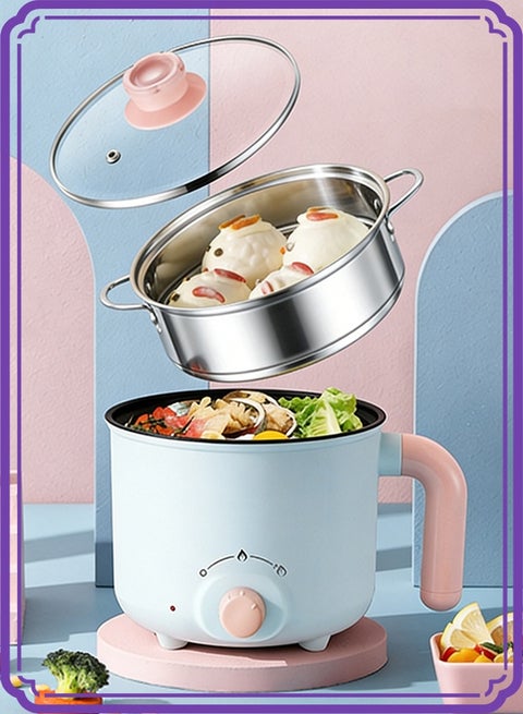 وعاء تسخين كهربائي مع جهاز بخار للرامين، وعاء كهربائي صغير محمول ذاتي التسخين سعة 1.8 لتر لطهي النودلز وشرائح اللحم والمعكرونة، وعاء تسخين شابو شابو كهربائي للسكن الجامعي، غير لاصق
