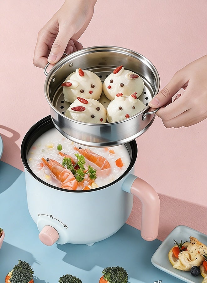 Electric Hot Pot, 1.8L Mini Multifunction Electric Cooker, Nonstick Frying Pan, Dual Power Control Ramen Cooker, for Shabu-Shabu, Stir Fry, Noodles, Pasta - Image 2