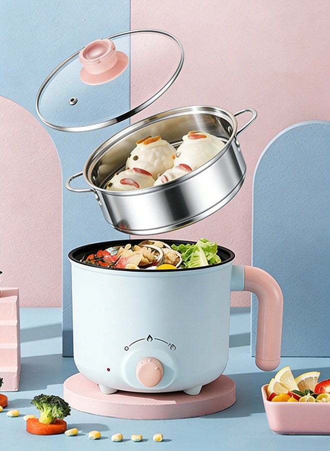 Electric Hot Pot, 1.8L Mini Multifunction Electric Cooker, Nonstick Frying Pan, Dual Power Control Ramen Cooker, for Shabu-Shabu, Stir Fry, Noodles, Pasta - Image 3
