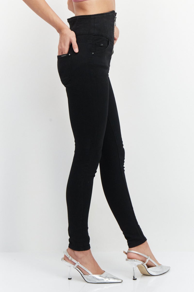 VERO MODA بنطلون نسائي ضيق بسحاب أمامي، أسود - Image 2