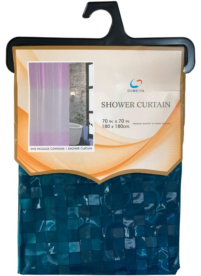 Generic Shower Curtain 180x180 cm, Water Proof, Plaid (Blue) 