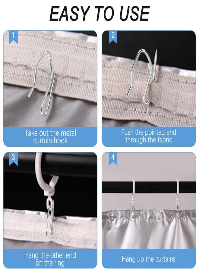 Sopito Metal Curtain Hooks, 200pcs Drapery Pins Stainless Steel Pin-on Hooks for Window Shower Door Curtain, Silver White - Image 3
