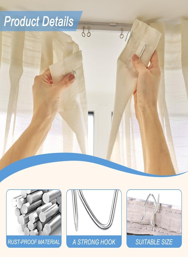 Sopito Metal Curtain Hooks, 200pcs Drapery Pins Stainless Steel Pin-on Hooks for Window Shower Door Curtain, Silver White - Image 4