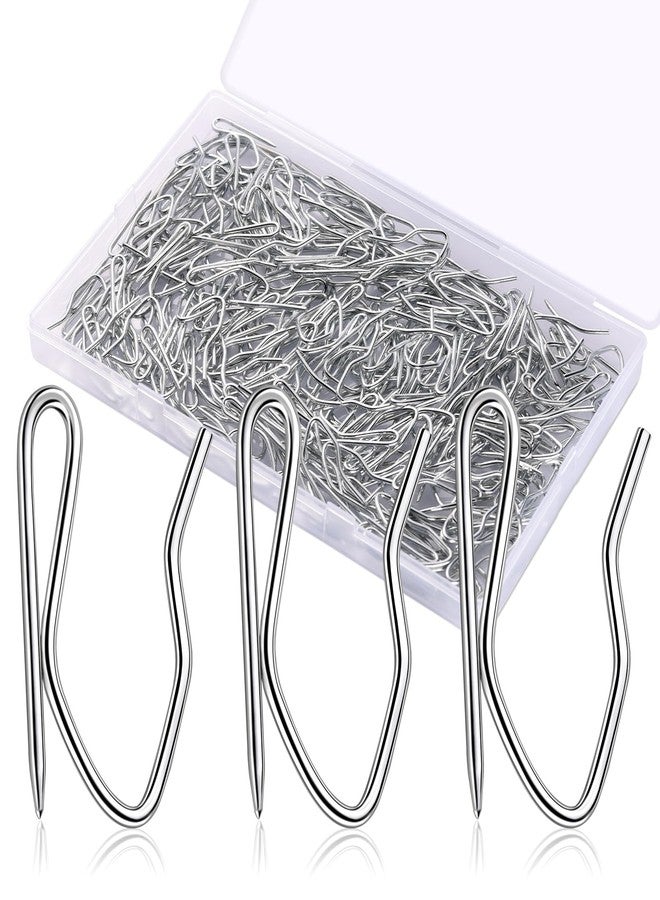 Sopito Metal Curtain Hooks, 200pcs Drapery Pins Stainless Steel Pin-on Hooks for Window Shower Door Curtain, Silver White - Image 1
