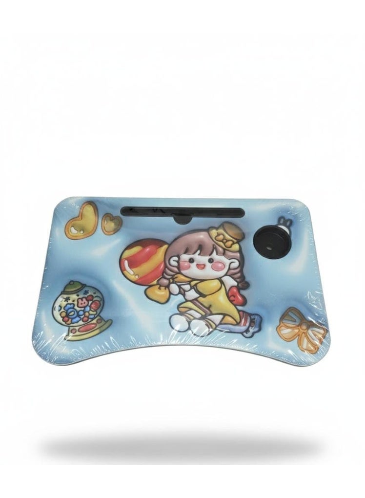 سبيس شوب طاولة دراسة خشبية قابلة للطي ثلاثية الأبعاد للأطفال مع حامل كوب وحامل تابلت - Image 3