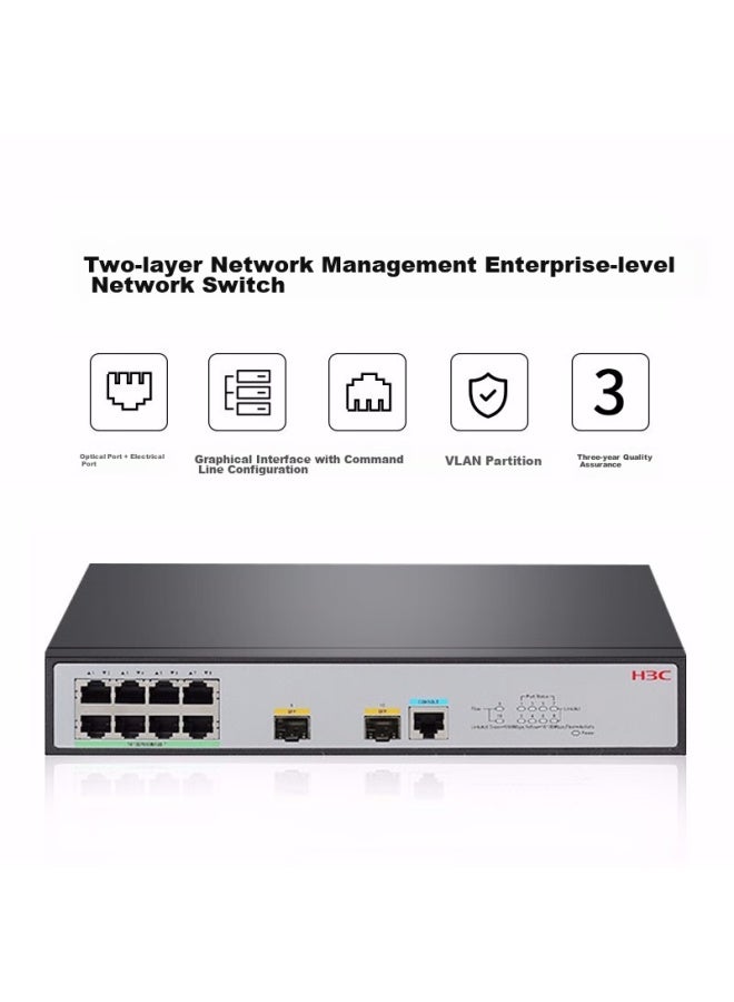 H3c 8 Ethernet Ports + 2 Optical Ports, Full Gigabit Layer 2 Fully Managed Enterprise-grade Network Switch, Visual Management/ipv6/link Aggregation/vlan, S1850v3-10p - Image 2