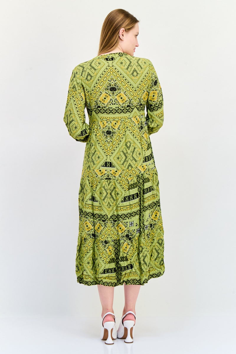 ONLY فستان ميدي مطبوع بالكامل للنساء، متعدد الألوان - Image 3