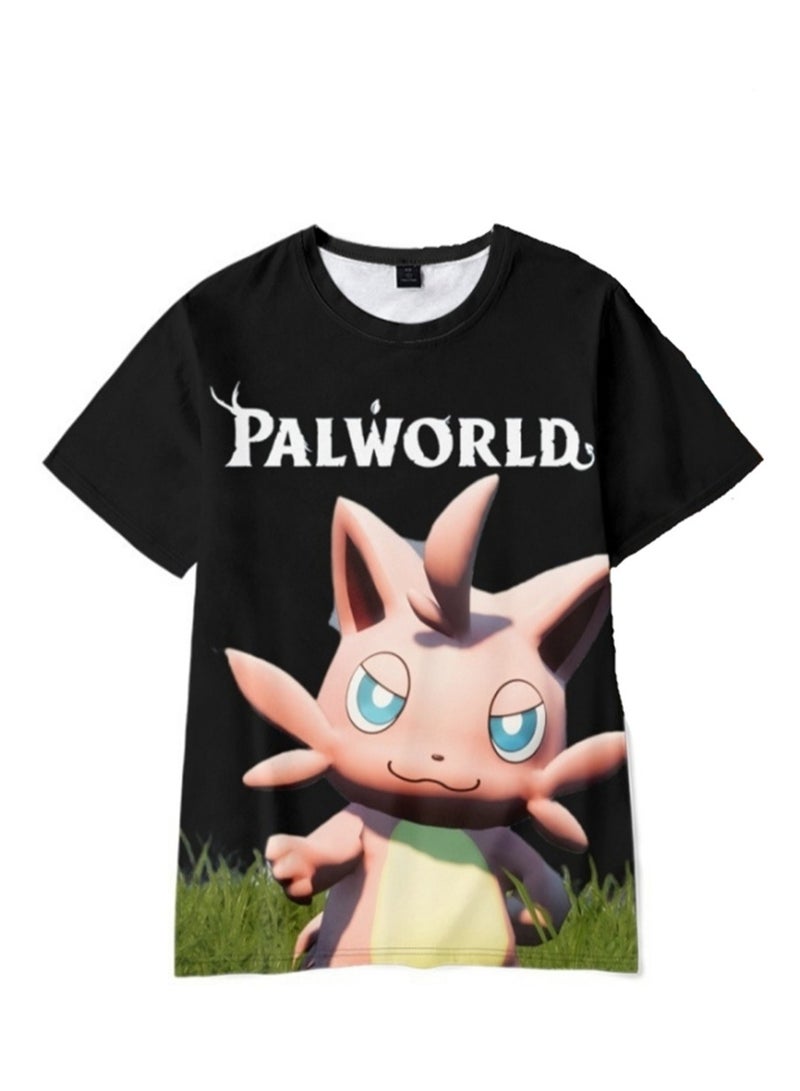 Palworld Phantom Beast Palu 3D digital printing summer short-sleeved T-shirt for adults and children - Image 1