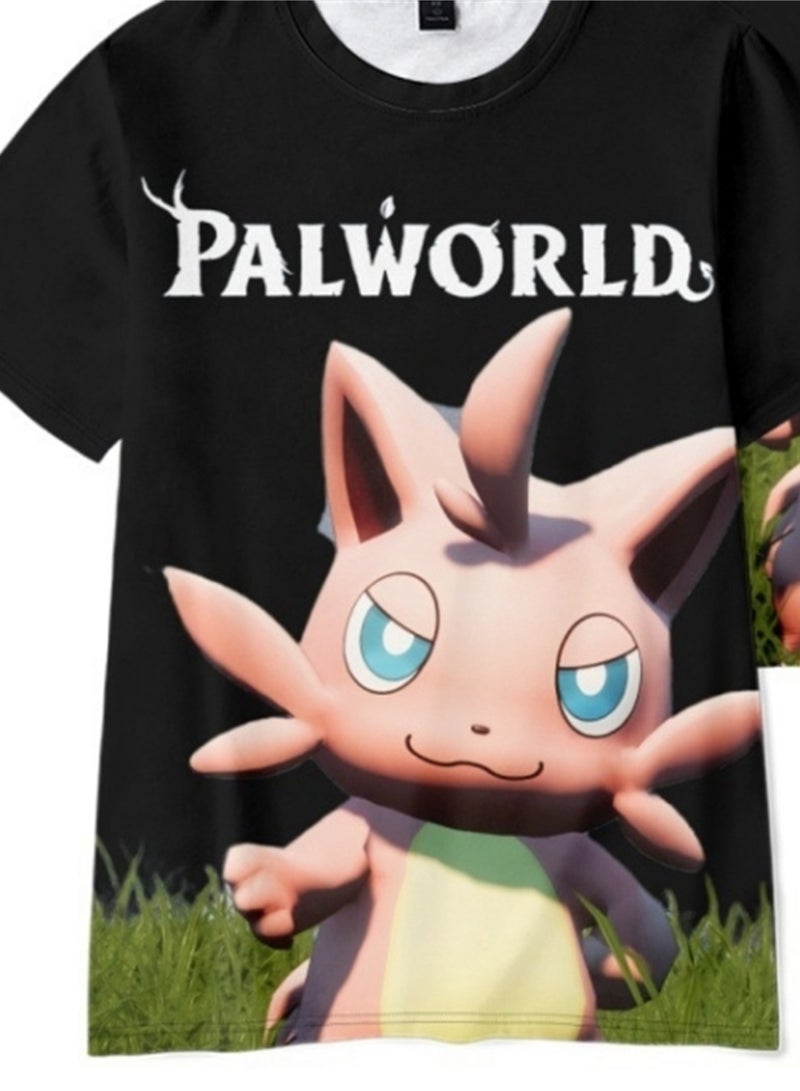 Palworld Phantom Beast Palu 3D digital printing summer short-sleeved T-shirt for adults and children - Image 3
