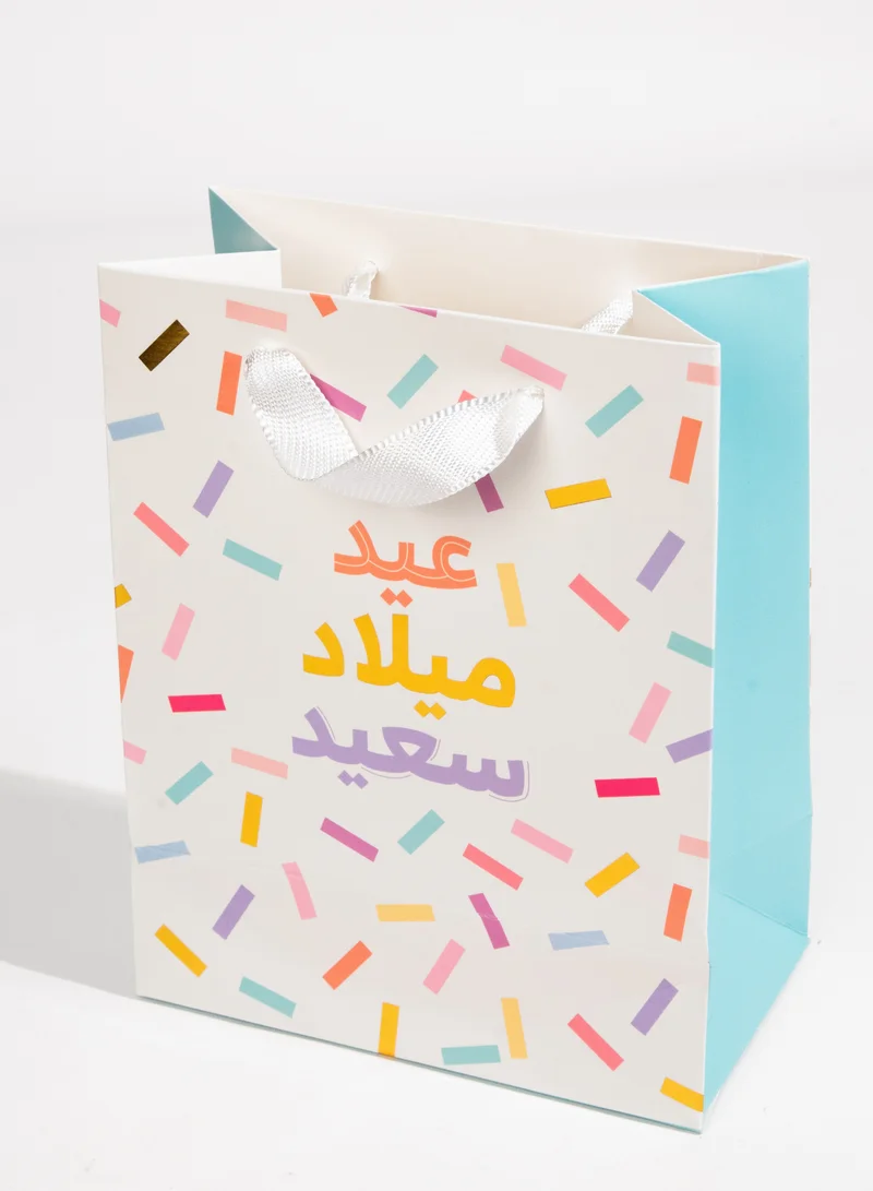 Share the Love Happy Birthday, White, Confetti, Medium Gift Bag