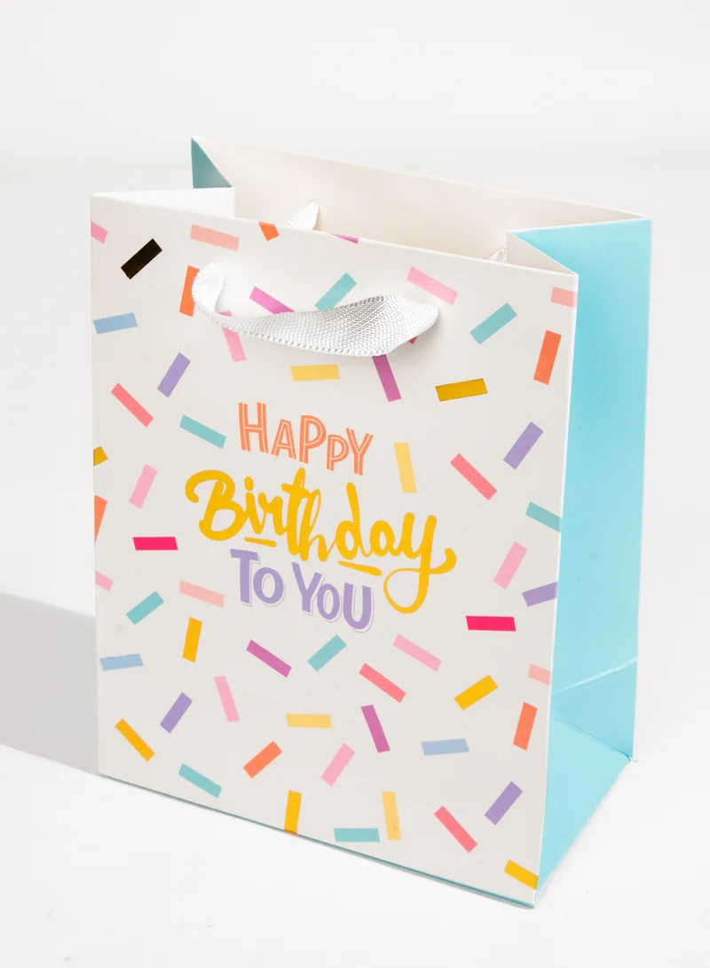 Share the Love Happy Birthday, White, Confetti, Medium Gift Bag