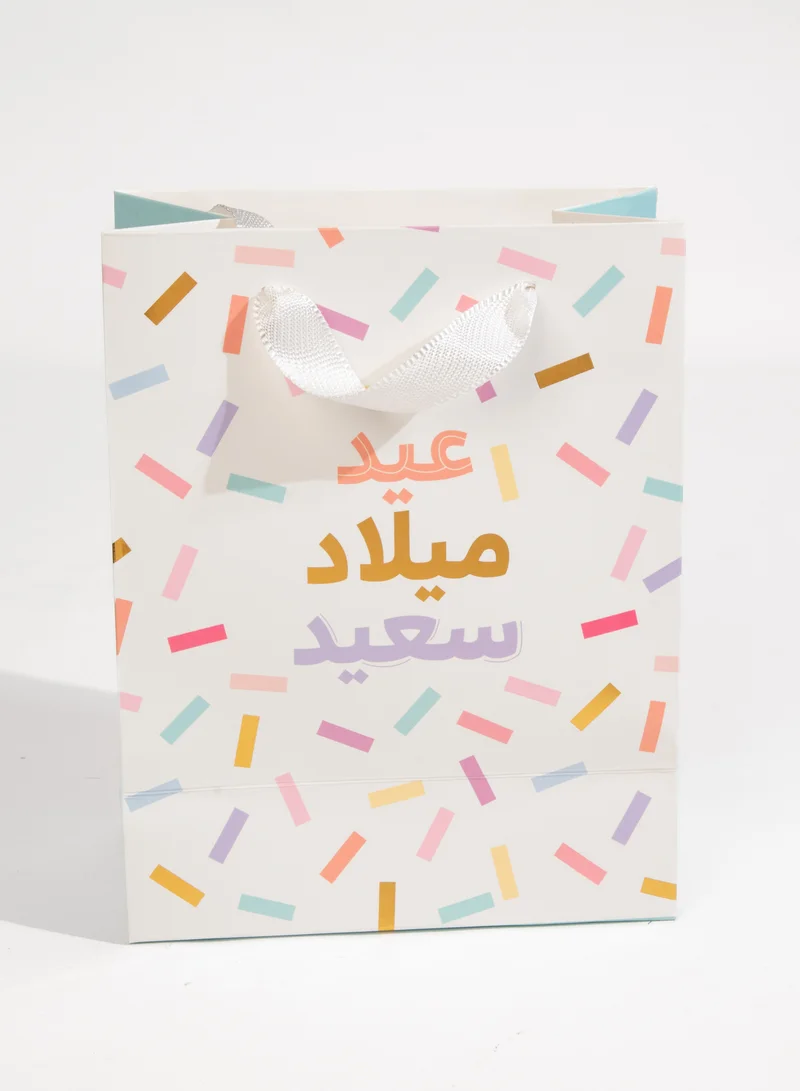 Share the Love Happy Birthday, White, Confetti, Medium Gift Bag