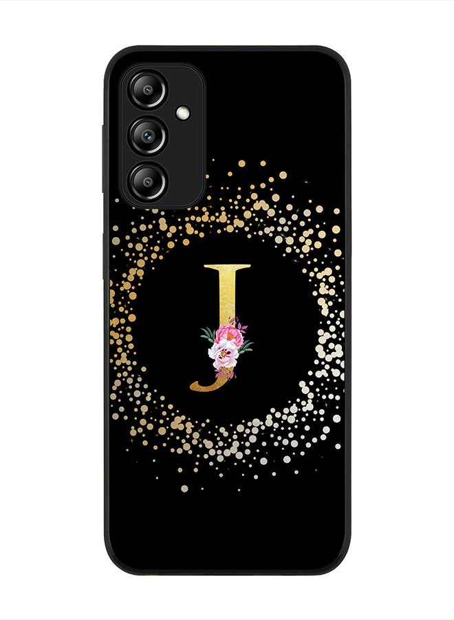 Stylizedd Cover for Samsung Galaxy A24 4G, Rugged Black Slim fit Thin Protective Phone Cases - Custom Monogram Initial Letter Floral Pattern Alphabet -J (Black) - Image 1