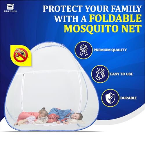 BTAG Mosquito Net for Single Bed, 6 Feet x 4 Feet | Premium Machardani, Tent-Style Foldable Design, Strong & Durable, Corrosion Resistant Insect Protection for Home Use. (6x4_Blue) - Image 2