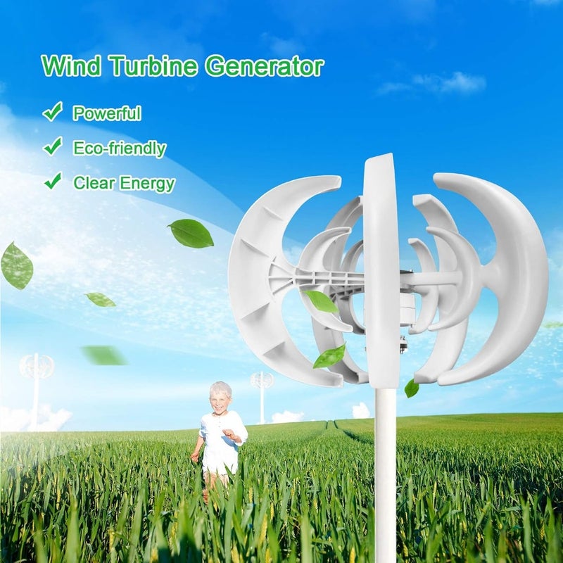 12V 1200W Wind Generator with Charger Controller 5 Blades Minitype Lantern Wind Turbine Generator Kit Clear Energy Windmill for Home Highways Boats - Image 4