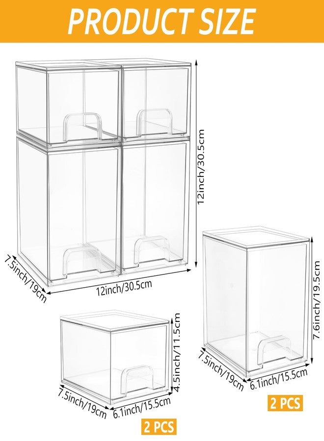 YEXEXINM Baby Bottle Organizer 4 Pack Clear Space-Saving Stackable Drawer with Handle for Pacifiers Pump Parts Desk Organizer Bins Station Organizers Container for Countertop Cabinet Bathroom Vanity Pantry - Image 2