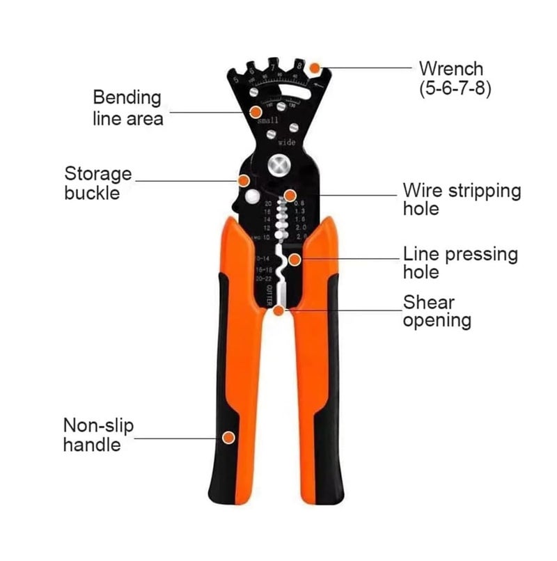 CRULAC 5in1 Multifunctional Wire Stripper Cable Cutter Plier Wire Stripper Ideal for Cutting Professional Wire Crimping Tool 2022 cm - Image 4