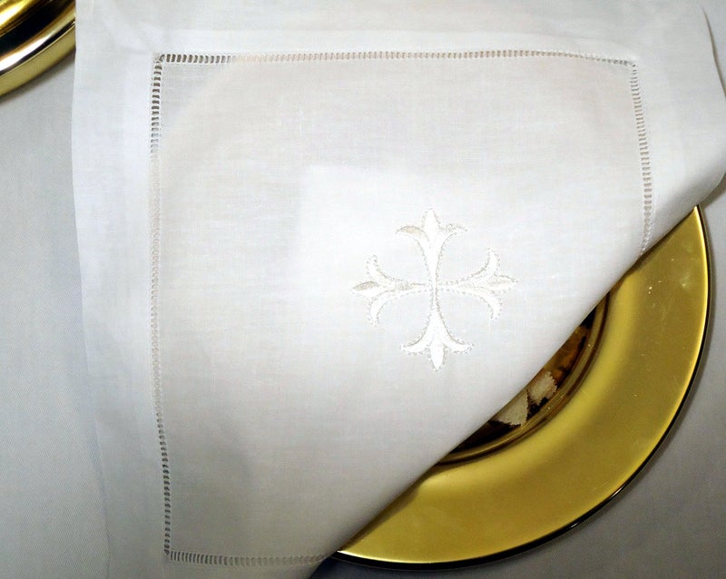 Integrity Designs White Linen Altar Cloth Cross Embroidery - Image 3