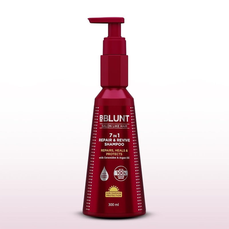 BBLUNT BBLUNT 7 in 1 Repair Revive Shampoo for Upto 100 Damage Repair 300ml Addresses 7 Signs of Hair Damage Enriched with Ceramides Argan Oil - Image 1