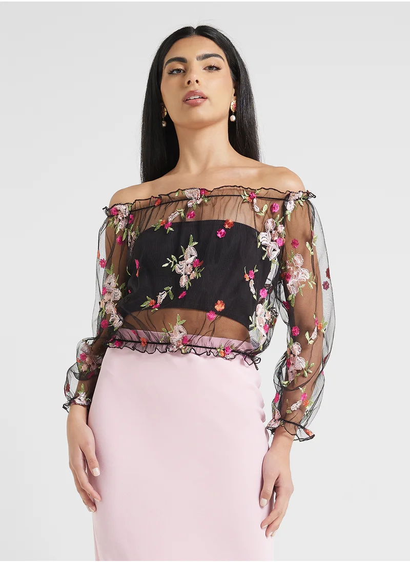 ELLA Off Shoulder Sheer Top