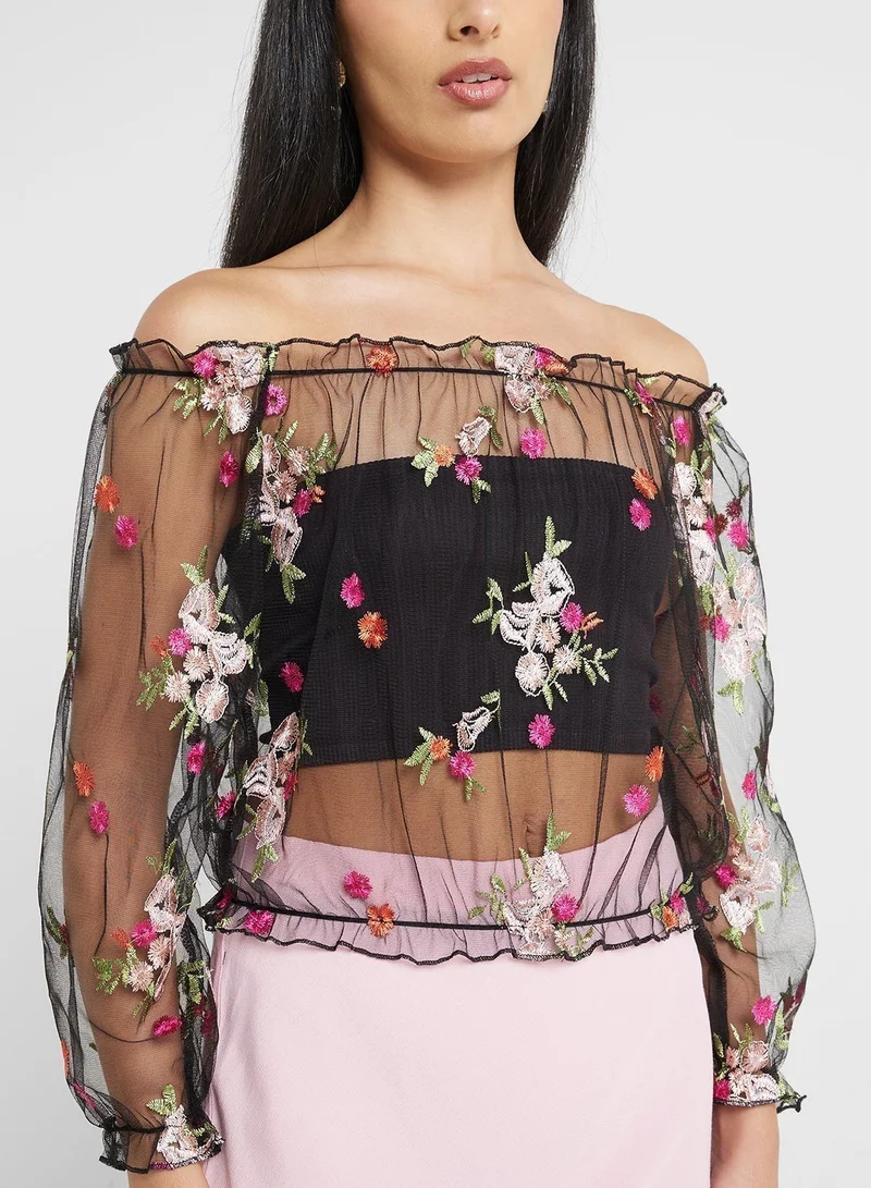 ELLA Off Shoulder Sheer Top