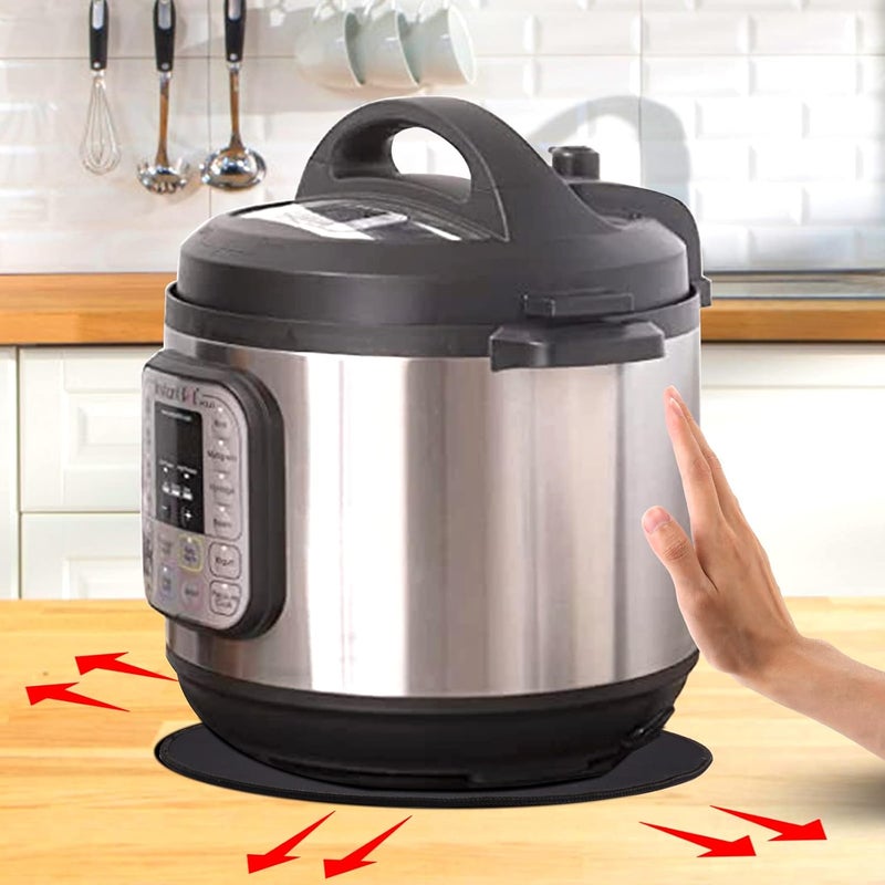 Flyisland سجادة الانزلاق من لجهازي Ninja Foodi و Instant Pot، 15 سجادة انزلاق دائرية للأجهزة المنزلية، سجادات الانزلاق لنقل الأجهزة الصغيرة مثل صانعات القهوة، الخلاطات، الخلاطات الثابتة (مطاط، قطر 15 بوصة) - Image 2