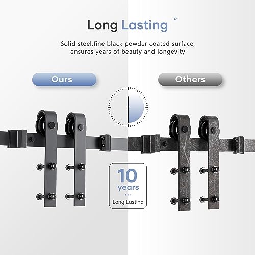 EaseLife 8 FT Sliding Barn Door Track and Handle Hardware Kit,Basic J Pulley,Slide Smoothly Quietly,Easy Install (8FT Track Kit for 40"~48" Wide Single Door) - Image 4