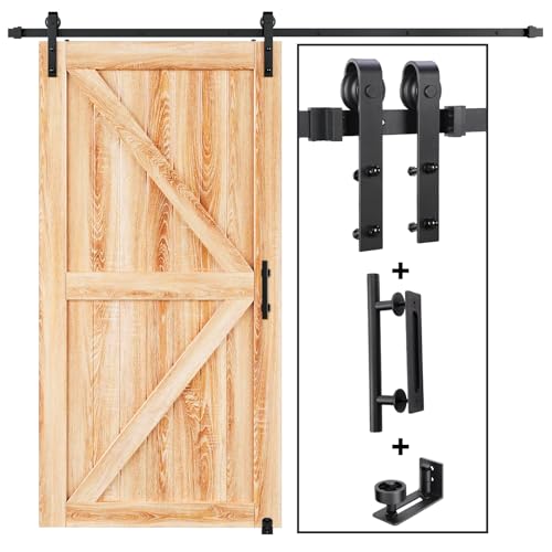 EaseLife 8 FT Sliding Barn Door Track and Handle Hardware Kit,Basic J Pulley,Slide Smoothly Quietly,Easy Install (8FT Track Kit for 40"~48" Wide Single Door) - Image 1