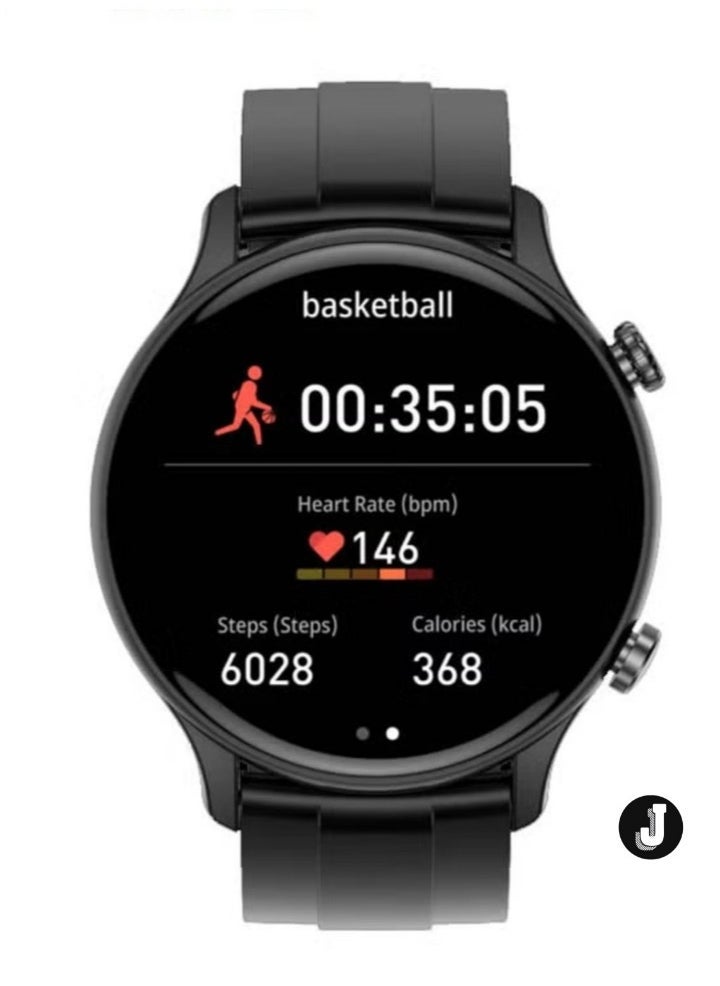 JAJEEK "1.43 Inch AMOLED Display Smart Watch for Men – Full Touch Control, IP68 Waterproof, Includes 2 Straps, Sleek Black" - Image 2
